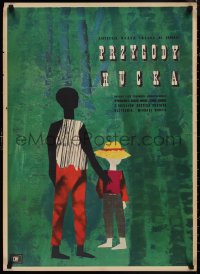 1r0276 ADVENTURES OF HUCKLEBERRY FINN Polish 24x33 1960 Srokowski art of Huck & Jim, ultra rare!
