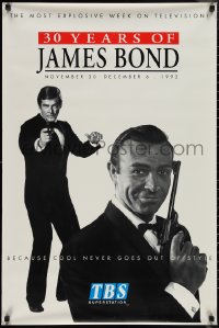 1r0079 30 YEARS OF JAMES BOND tv poster 1992 both Sean Connery and Roger Moore as agent 007!
