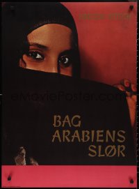 2k0085 BAG ARABIENS SLOR 25x34 Danish advertising poster 1960s veiled woman w/ red nails & sexy eyes