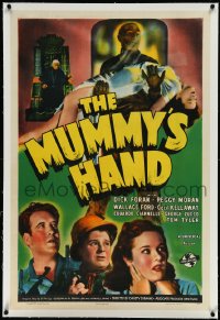 2s1109 MUMMY'S HAND linen 1sh 1940 Universal horror, great bandaged monster image, incredibly rare!