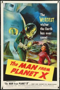 3d0164 MAN FROM PLANET X linen 1sh 1951 Edgar Ulmer, great art of the alien & Margaret Field, rare!