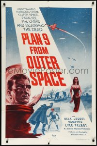 3d0627 PLAN 9 FROM OUTER SPACE 1sh 1958 directed by Ed Wood, arguably the worst movie ever, rare!
