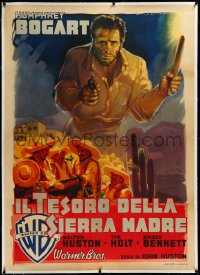 3j0467 TREASURE OF THE SIERRA MADRE linen Italian 1p 1948 best Humphrey Bogart Martinati art, rare!