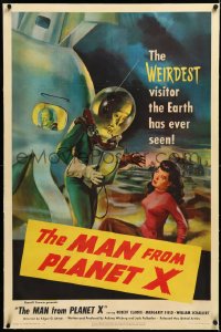 3j1044 MAN FROM PLANET X linen 1sh 1951 Edgar Ulmer, incredible art of the alien & Margaret Field!