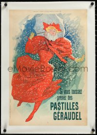 3j0791 PASTILLES GERAUDEL linen 16x23 French advertising poster 1896 Jules Cheret art, ultra rare!