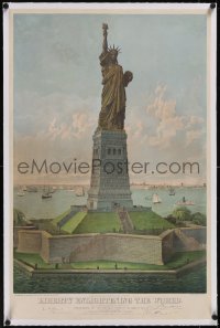 5a0351 LIBERTY ENLIGHTENING THE WORLD linen 21x32 special poster 1883 Statue of Liberty, ultra rare!