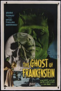5h0468 GHOST OF FRANKENSTEIN linen 1sh R1948 different image of monster Lon Chaney Jr., ultra rare!