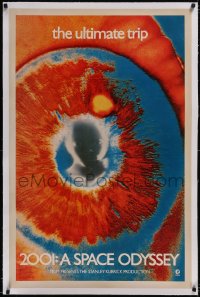 5p0421 2001: A SPACE ODYSSEY linen 1sh 1970 most rare & desirable colorful EYE poster, ultimate trip!