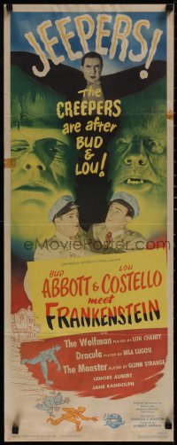5p0329 ABBOTT & COSTELLO MEET FRANKENSTEIN insert 1948 Wolfman & Dracula are after Bud & Lou, rare!