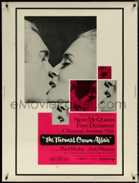5w0016 THOMAS CROWN AFFAIR 30x40 1968 kiss close up of Steve McQueen & Faye Dunaway, ultra rare!