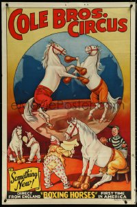 5w0062 COLE BROS. CIRCUS 28x42 circus poster 1941 cool art of boxing horses and clowns, rare!