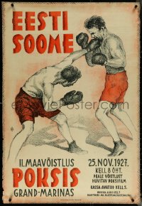 5w0055 EESTI SOOME Estonian 1927 different Guido Mamberg art of two boxers in ring, ultra rare!