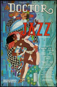 5w0060 DOCTOR JAZZ 30x45 stage poster 1975 du Bois art of musician & two near-naked women, rare!