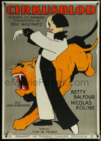 5w0003 CROQUETTE Swedish 1928 completely different art of sexy Betty Balfour & big cat, ultra rare!