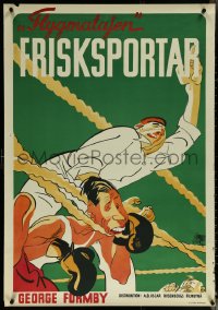 5w0004 KEEP FIT Swedish 1943 wacky boxer George Fromby tied up in ring, different ultra rare!