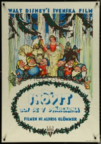 5w0001 SNOW WHITE & THE SEVEN DWARFS Swedish R1940s Disney, different art by Gosta Aberg, ultra rare!