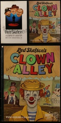 5x0002 LOT OF 3 RED SKELTON SIGNED ITEMS 1970s-1990s Clown Alley coloring book, Legend of Laughter!