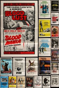 5x0022 LOT OF 42 TRI-FOLDED ONE-SHEETS 1970s-1980s great images from a variety of movies!