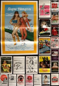 5x0018 LOT OF 53 TRI-FOLDED SEXPLOITATION ONE-SHEETS 1970s-1980s sexy images with some nudity!