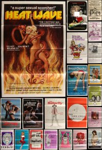 5x0019 LOT OF 51 TRI-FOLDED SEXPLOITATION ONE-SHEETS 1970s-1980s sexy images with partial nudity!