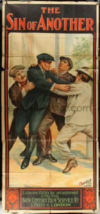 6f0010 SIN OF ANOTHER English 3sh 1912 Le Colpe Degli Altri, Italian men fighting art, ultra rare!