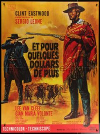 6f0038 FOR A FEW DOLLARS MORE French 1p 1966 Leone, Jean Mascii art of Clint Eastwood & Van Cleef