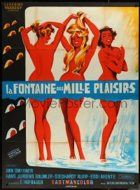6f0039 FOUNTAIN OF LOVE French 1p 1969 barest, bawdiest sex, art of three sexy nude teens covorting!