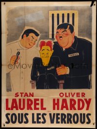 6f0050 PARDON US French 1p R1940s different art of convicts Stan Laurel & Oliver Hardy, ultra rare!
