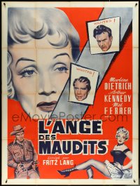 6f0052 RANCHO NOTORIOUS French 1p R1950s Fritz Lang, art of sexy Marlene Dietrich c/u & showing leg!