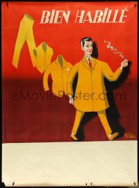 6g0045 BIEN HABILLE 45x61 French advertising poster 1950s Roby art of Well Dressed man, ultra rare!