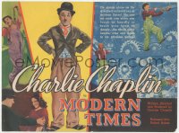 6h0030 MODERN TIMES herald 1936 Charlie Chaplin, Paulette Goddard, wonderful full-color images!