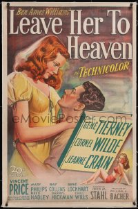 6h0887 LEAVE HER TO HEAVEN linen 1sh 1945 best art of sexy Gene Tierney, Cornel Wilde, Jeanne Crain!