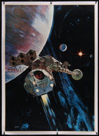 6h0343 2001: A SPACE ODYSSEY linen color 39.5x55 still 1968 McCall art of ship & pod, ultra rare!