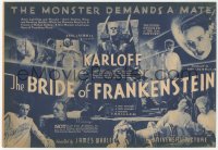 6h0012 BRIDE OF FRANKENSTEIN herald 1935 monster Boris Karloff & Elsa Lanchester in full makeup!
