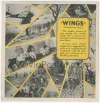 6h0038 WINGS herald 1928 William Wellman Best Picture winner, Clara Bow & Buddy Rogers in WWI, rare!