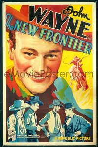 JW 112 NEW FRONTIER linen one-sheet movie poster '35 great John Wayne art!