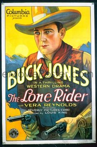 VHP7 012 LONE RIDER linen one-sheet movie poster '30 great Buck Jones image!