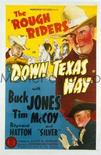 t450 DOWN TEXAS WAY linen one-sheet movie poster '42 Buck Jones, Tim McCoy