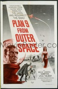 VHP7 360 PLAN 9 FROM OUTER SPACE linen one-sheet movie poster '58 Wood & Lugosi!