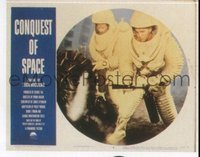 #305 CONQUEST OF SPACE lobby card #6 '55 astronauts repairing!!