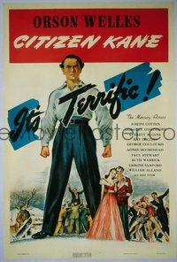 #204 CITIZEN KANE linen one-sheet movie poster '41 classic Orson Welles!!