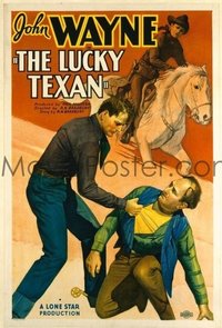 t179 LUCKY TEXAN linen one-sheet movie poster '34 fighting John Wayne!
