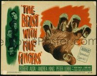 2033 BEAST WITH FIVE FINGERS title lobby card '47 cool grabbing hand!