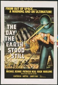 #276 DAY THE EARTH STOOD STILL linen one-sheet movie poster '51 classic!!