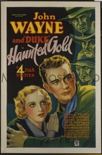 JW 028 HAUNTED GOLD one-sheet movie poster '32 great John Wayne stone litho!