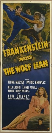 #002 FRANKENSTEIN MEETS THE WOLF MAN insert movie poster '43 Lugosi!