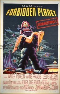 #278 FORBIDDEN PLANET linen one-sheet movie poster '56 Robby the Robot!!