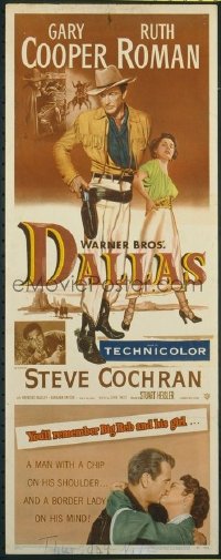 t486 DALLAS insert movie poster '50 Gary Cooper, Ruth Roman