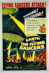 #316 EARTH VS THE FLYING SAUCERS one-sheet movie poster '56 sci-fi classic!!