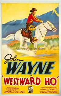 JW 106 WESTWARD HO linen one-sheet movie poster '35 John Wayne on horseback!